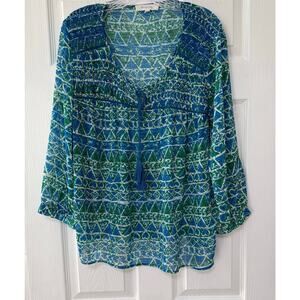 Two by Vince Camuto Women's Sheer Long Sleeve Top Size Large.